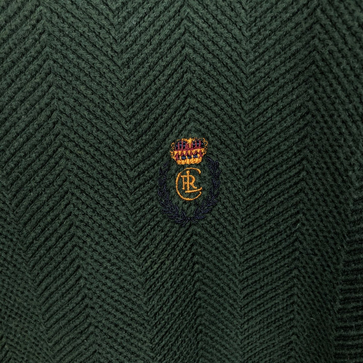 Ralph Lauren CHAPS Herringbone Cotton Knit Sweater, Men's XXL cotton green type Vintage Second Hand