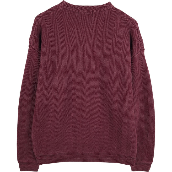 Ralph Lauren CHAPS Herringbone Cotton Knit Sweater, Men's Size L cotton red type reddish brown Vintage Second Hand