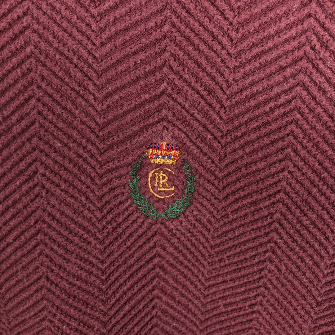 Ralph Lauren CHAPS Herringbone Cotton Knit Sweater, Men's Size L cotton red type reddish brown Vintage Second Hand