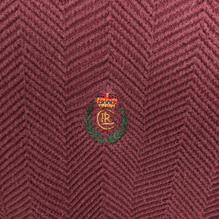 Ralph Lauren CHAPS Herringbone Cotton Knit Sweater, Men's Size L cotton red type reddish brown Vintage Second Hand