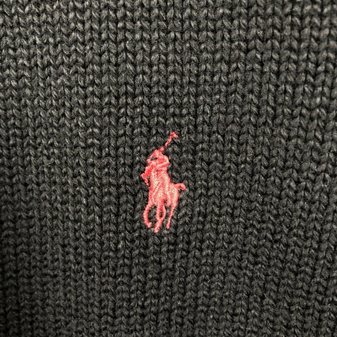 Ralph Lauren POLO by Ralph Lauren Ribbed V-Neck Cotton Knit Sweater, Men's Size M (approx.) cotton black type Vintage Second Hand