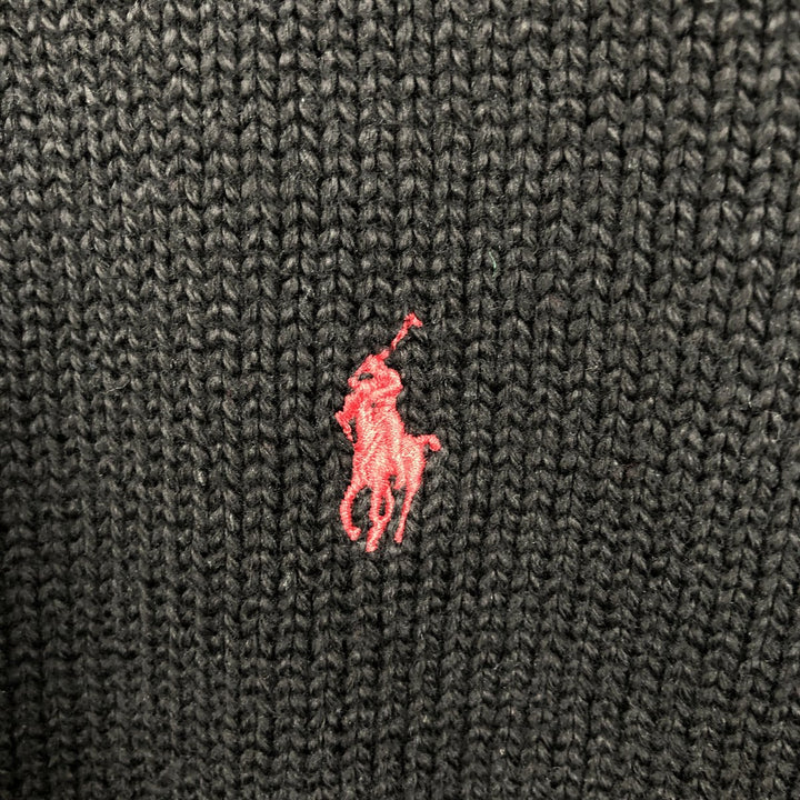 Ralph Lauren POLO by Ralph Lauren Ribbed V-Neck Cotton Knit Sweater, Men's Size M (approx.) cotton black type Vintage Second Hand