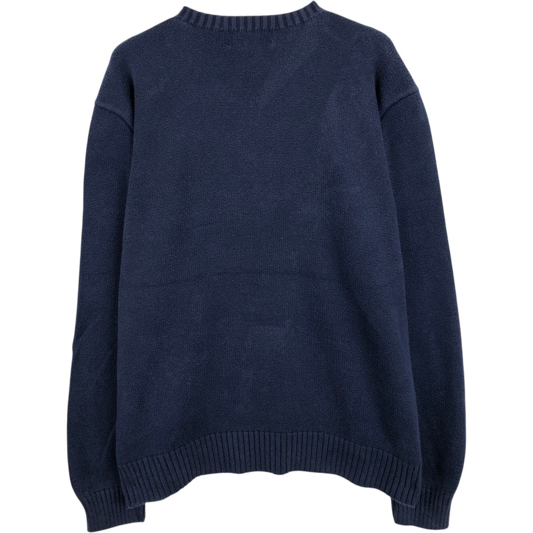 Ralph Lauren POLO by Ralph Lauren Ribbed Cotton Knit Sweater, Men's Size XL (approx.) cotton navy blue type Vintage Second Hand