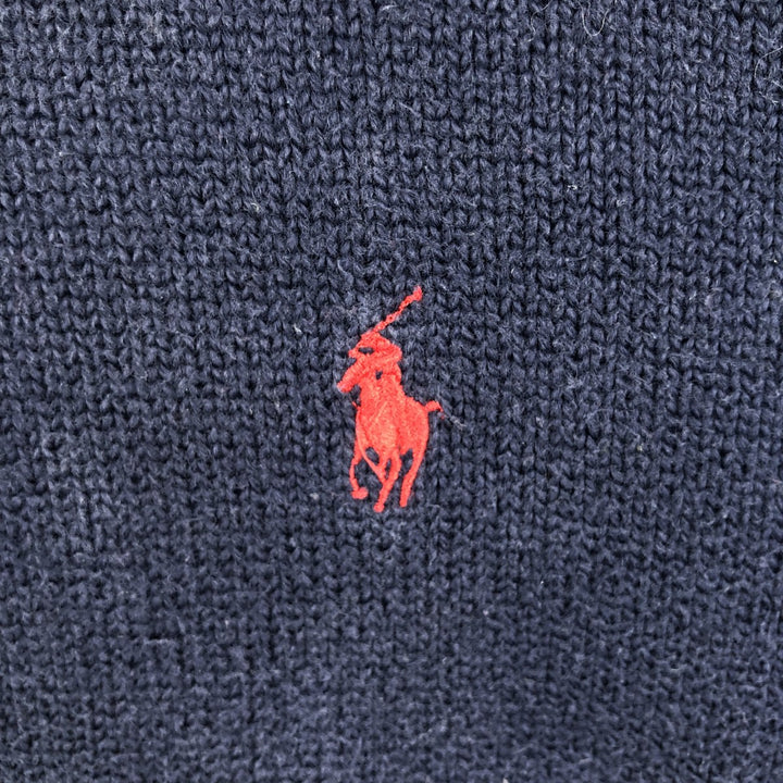 Ralph Lauren POLO by Ralph Lauren Ribbed Cotton Knit Sweater, Men's Size XL (approx.) cotton navy blue type Vintage Second Hand