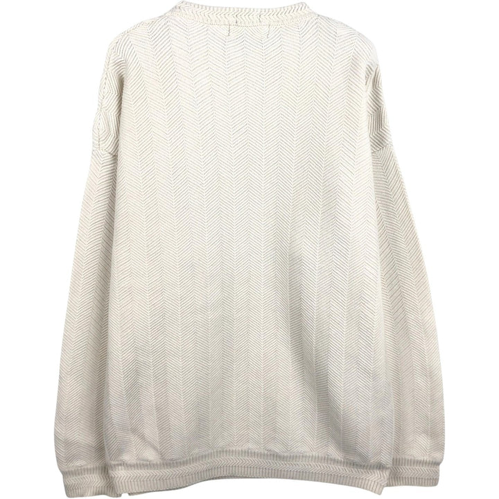 Ralph Lauren CHAPS Herringbone Cotton Knit Sweater, Men's Size L cotton pale white type Vintage Second Hand
