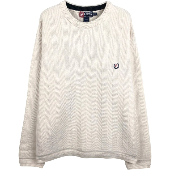 Ralph Lauren CHAPS Herringbone Cotton Knit Sweater Men's XL cotton pale white type Vintage Second Hand
