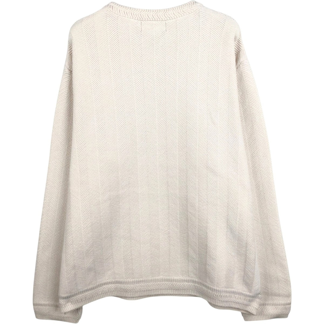 Ralph Lauren CHAPS Herringbone Cotton Knit Sweater Men's XL cotton pale white type Vintage Second Hand