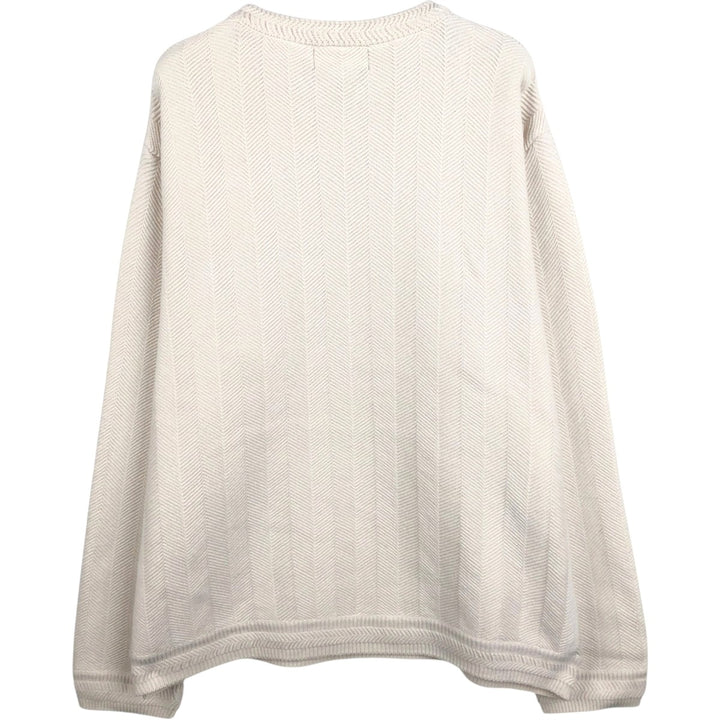 Ralph Lauren CHAPS Herringbone Cotton Knit Sweater Men's XL cotton pale white type Vintage Second Hand