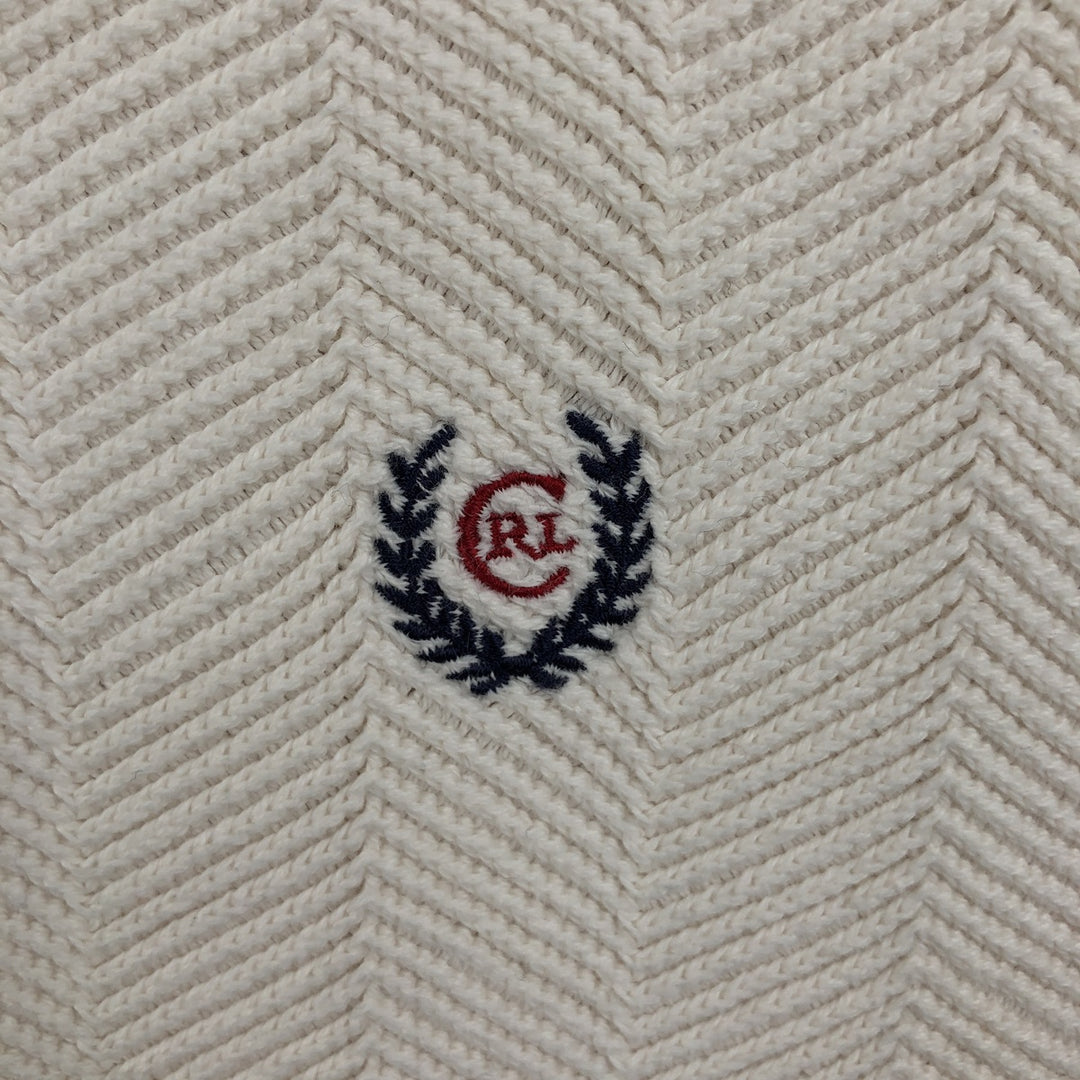 Ralph Lauren CHAPS Herringbone Cotton Knit Sweater Men's XL cotton pale white type Vintage Second Hand