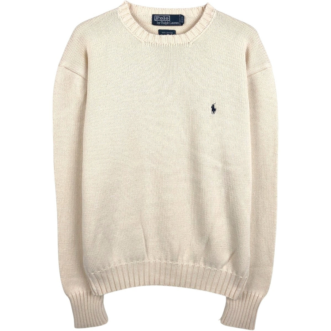 Ralph Lauren POLO by Ralph Lauren Ribbed Cotton Knit Sweater, Men's Size M (approx.) cotton pale white type Vintage Second Hand