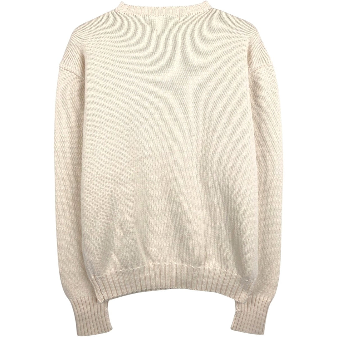 Ralph Lauren POLO by Ralph Lauren Ribbed Cotton Knit Sweater, Men's Size M (approx.) cotton pale white type Vintage Second Hand