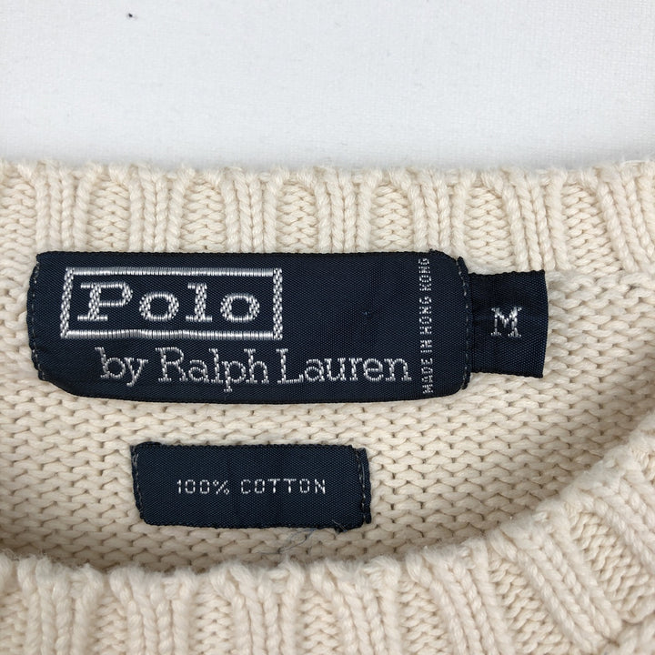 Ralph Lauren POLO by Ralph Lauren Ribbed Cotton Knit Sweater, Men's Size M (approx.) cotton pale white type Vintage Second Hand