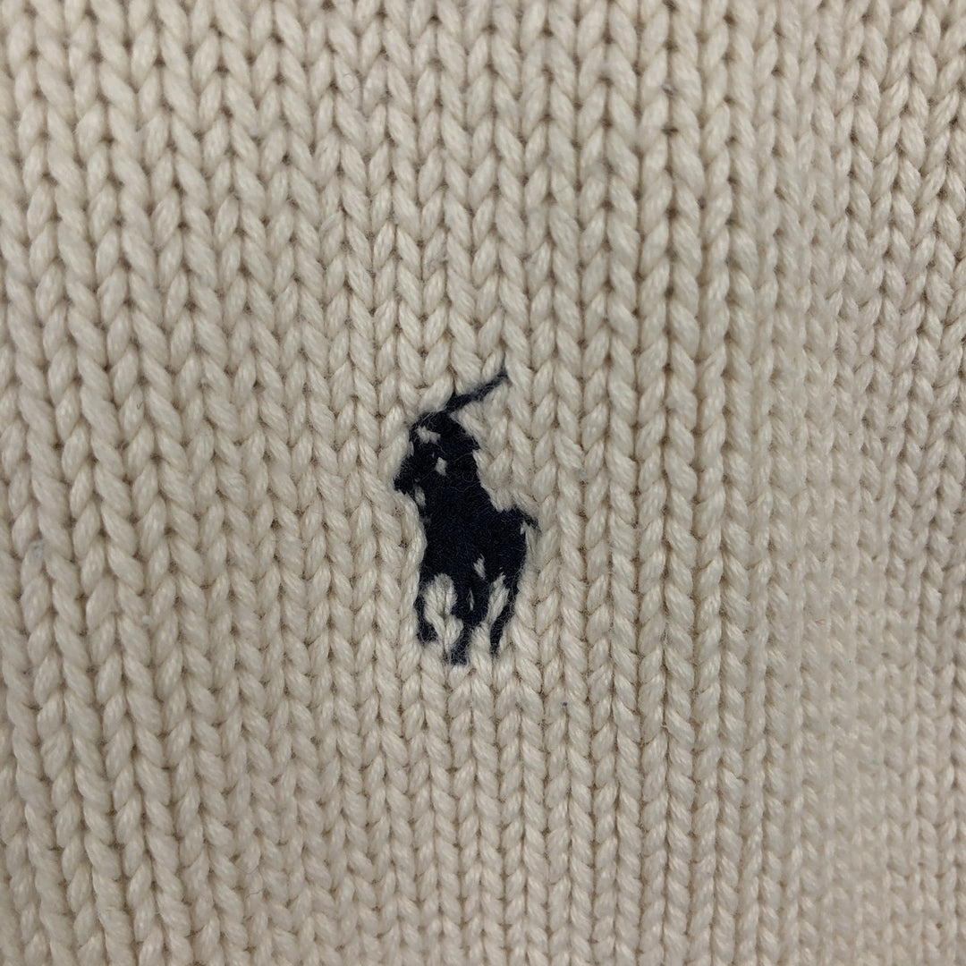 Ralph Lauren POLO by Ralph Lauren Ribbed Cotton Knit Sweater, Men's Size M (approx.) cotton pale white type Vintage Second Hand