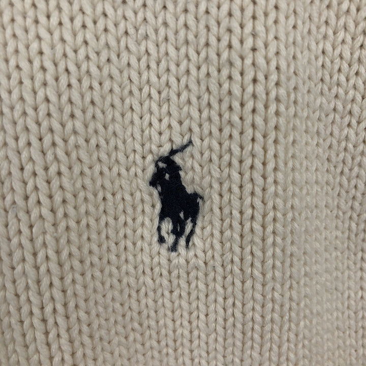 Ralph Lauren POLO by Ralph Lauren Ribbed Cotton Knit Sweater, Men's Size M (approx.) cotton pale white type Vintage Second Hand