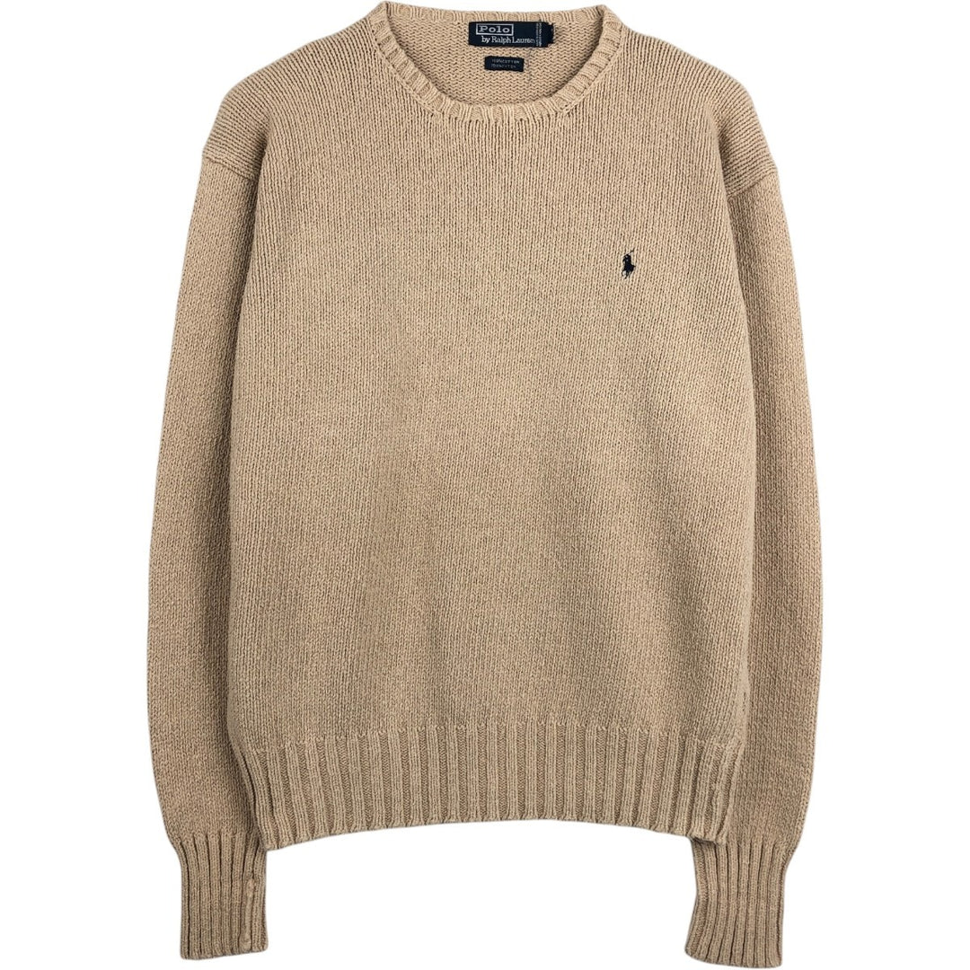 Ralph Lauren POLO by Ralph Lauren Ribbed Cotton Knit Sweater, Men's Size L (approx.) cotton Beige type Vintage Second Hand