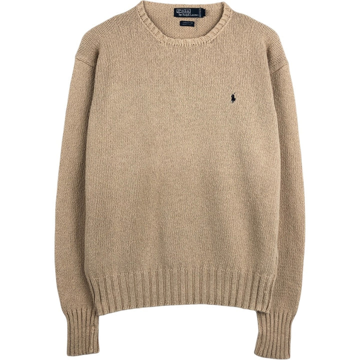 Ralph Lauren POLO by Ralph Lauren Ribbed Cotton Knit Sweater, Men's Size L (approx.) cotton Beige type Vintage Second Hand