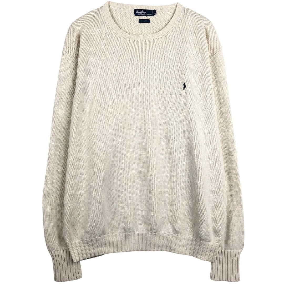 Ralph Lauren POLO by Ralph Lauren Ribbed Cotton Knit Sweater, Men's Size XL (approx.) cotton pale white type Vintage Second Hand