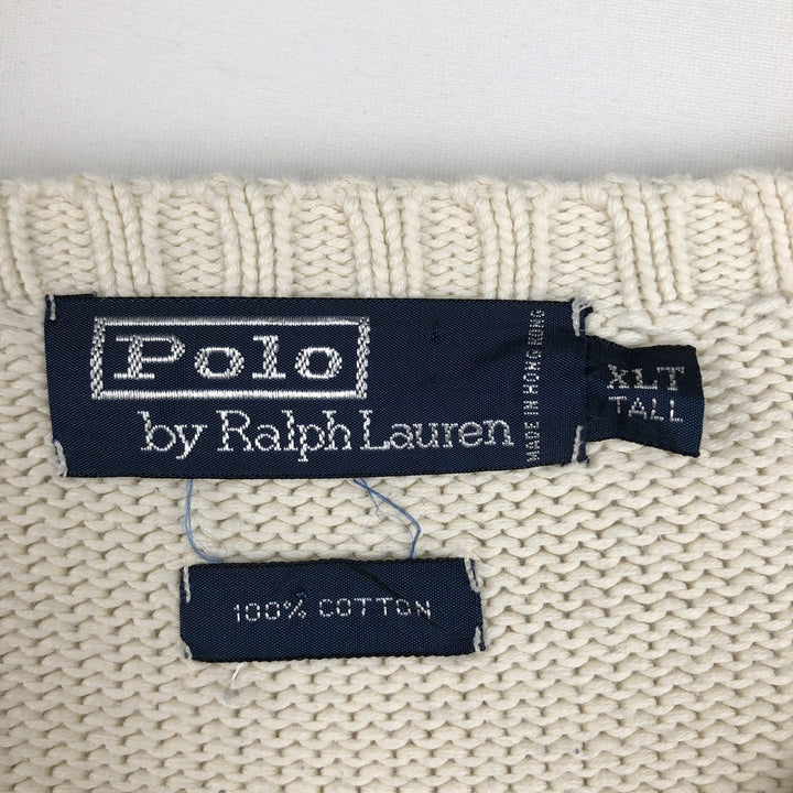 Ralph Lauren POLO by Ralph Lauren Ribbed Cotton Knit Sweater, Men's Size XL (approx.) cotton pale white type Vintage Second Hand