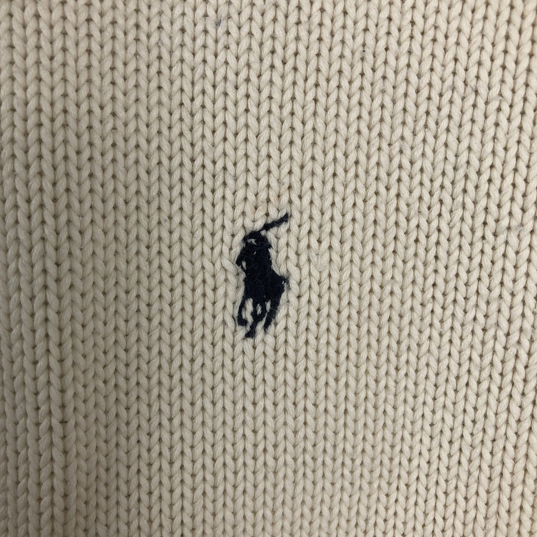 Ralph Lauren POLO by Ralph Lauren Ribbed Cotton Knit Sweater, Men's Size XL (approx.) cotton pale white type Vintage Second Hand