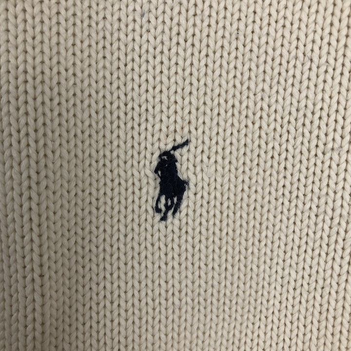 Ralph Lauren POLO by Ralph Lauren Ribbed Cotton Knit Sweater, Men's Size XL (approx.) cotton pale white type Vintage Second Hand