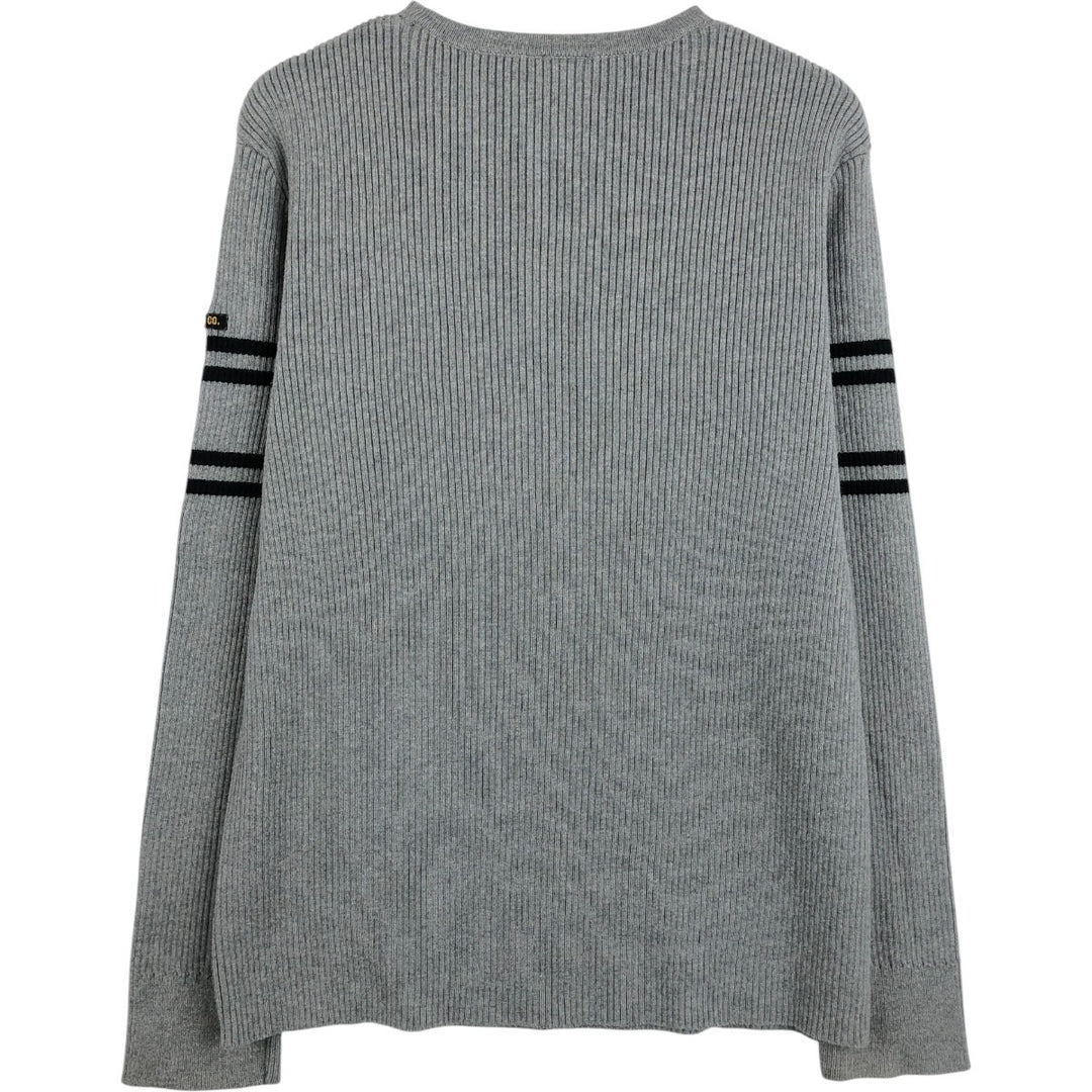 Ralph Lauren Polo Jeans Company Ribbed Cotton Knit Sweater, Men's Size XL cotton gray type Vintage Second Hand