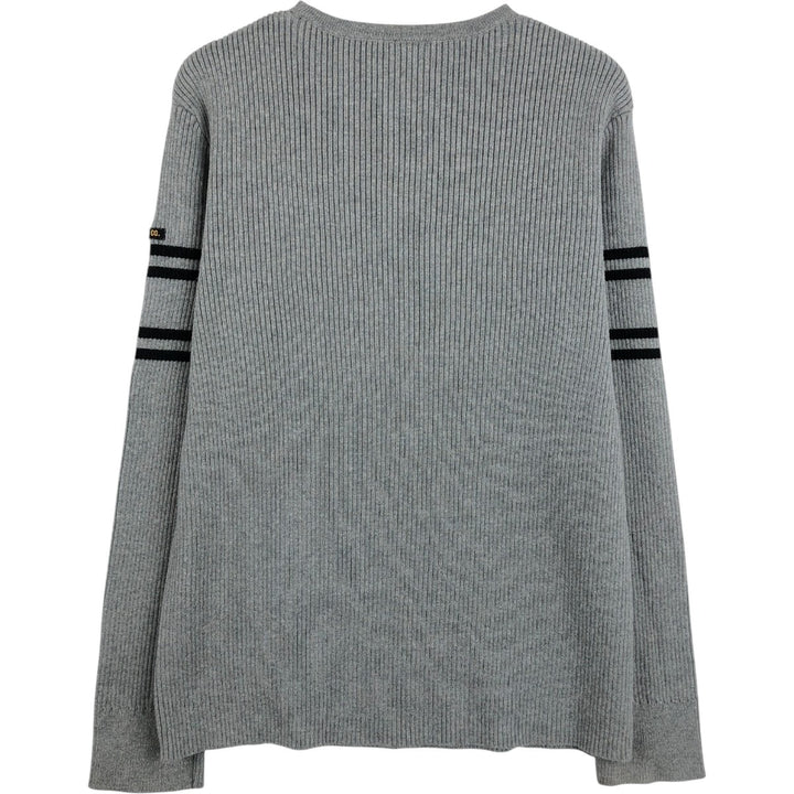Ralph Lauren Polo Jeans Company Ribbed Cotton Knit Sweater, Men's Size XL cotton gray type Vintage Second Hand