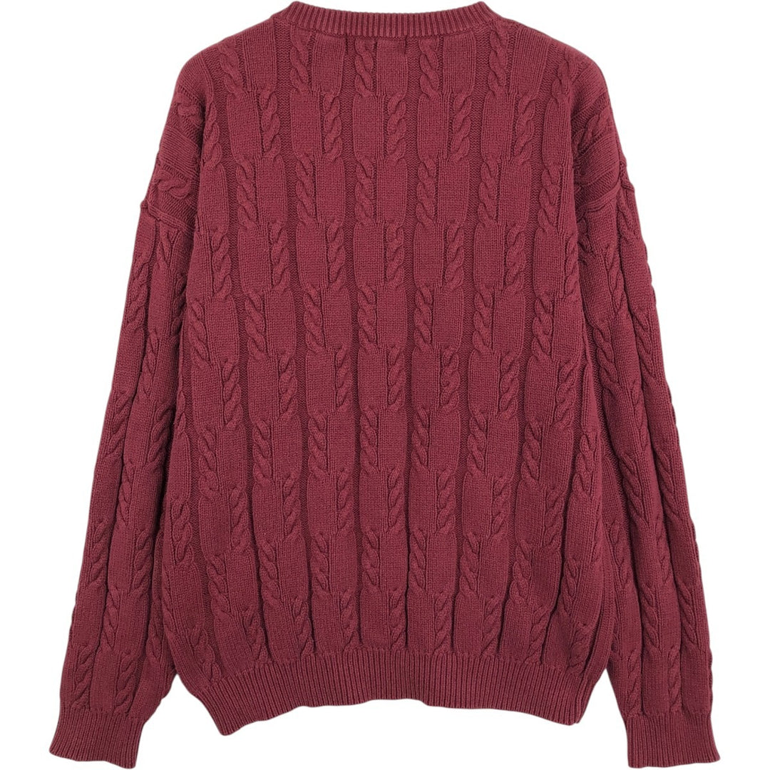 Ralph Lauren Chaps cable knit cotton sweater, men's size L cotton bordeaux Vintage Second Hand