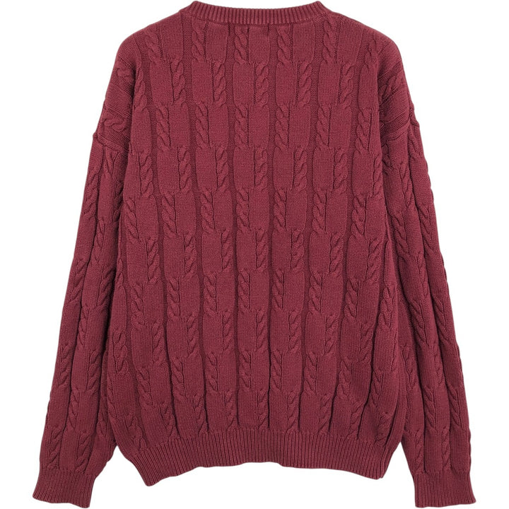 Ralph Lauren Chaps cable knit cotton sweater, men's size L cotton bordeaux Vintage Second Hand