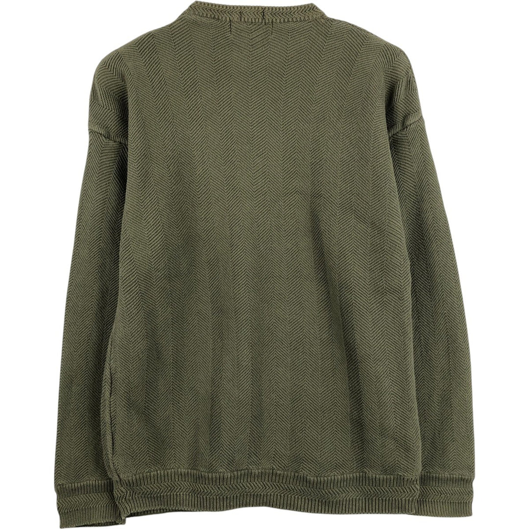 Ralph Lauren CHAPS cotton knit sweater, men's size M (approx.), herringbone pattern. cotton Khaki type Vintage Second Hand