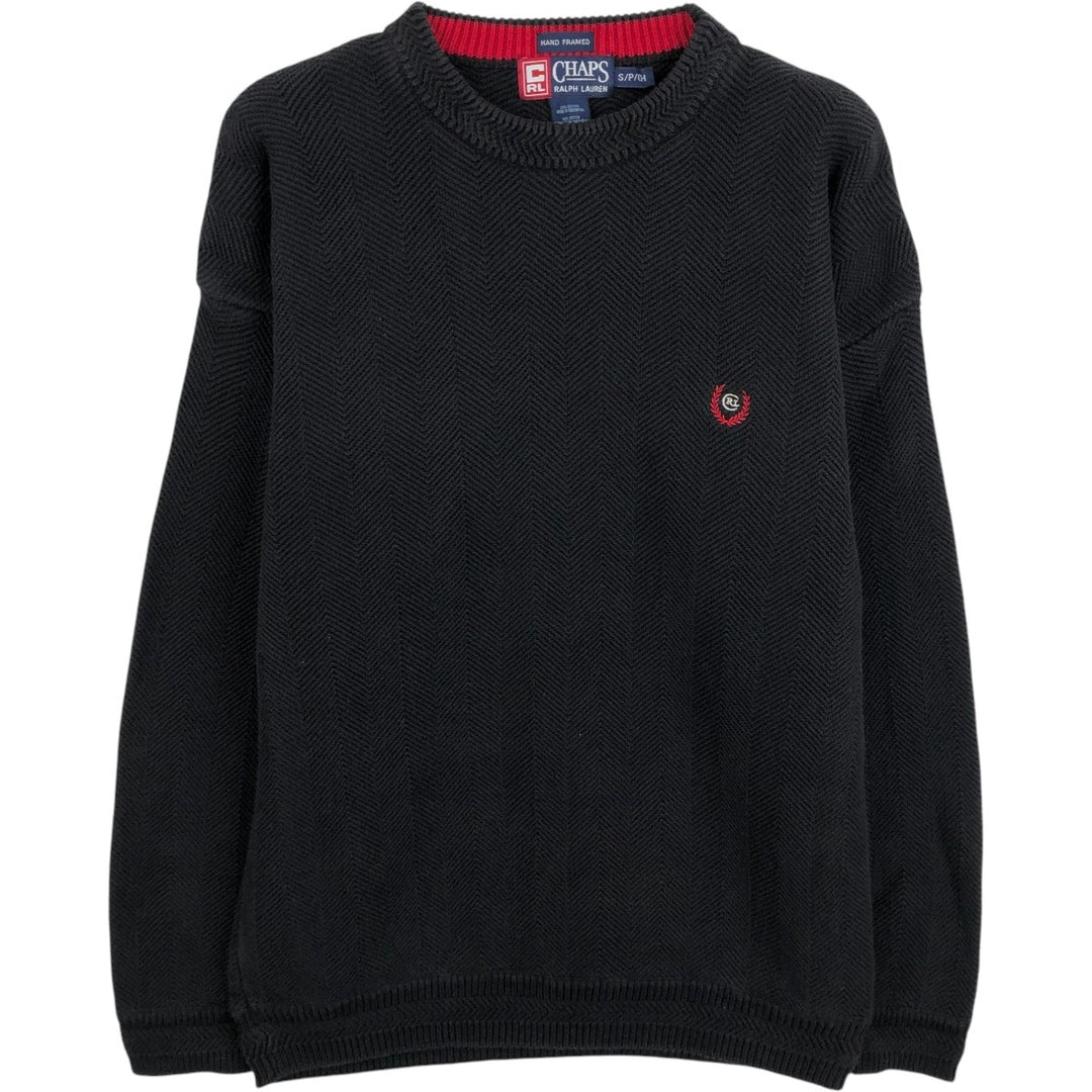 Ralph Lauren CHAPS Herringbone Cotton Knit Sweater, Men's Size Small cotton black type Vintage Second Hand