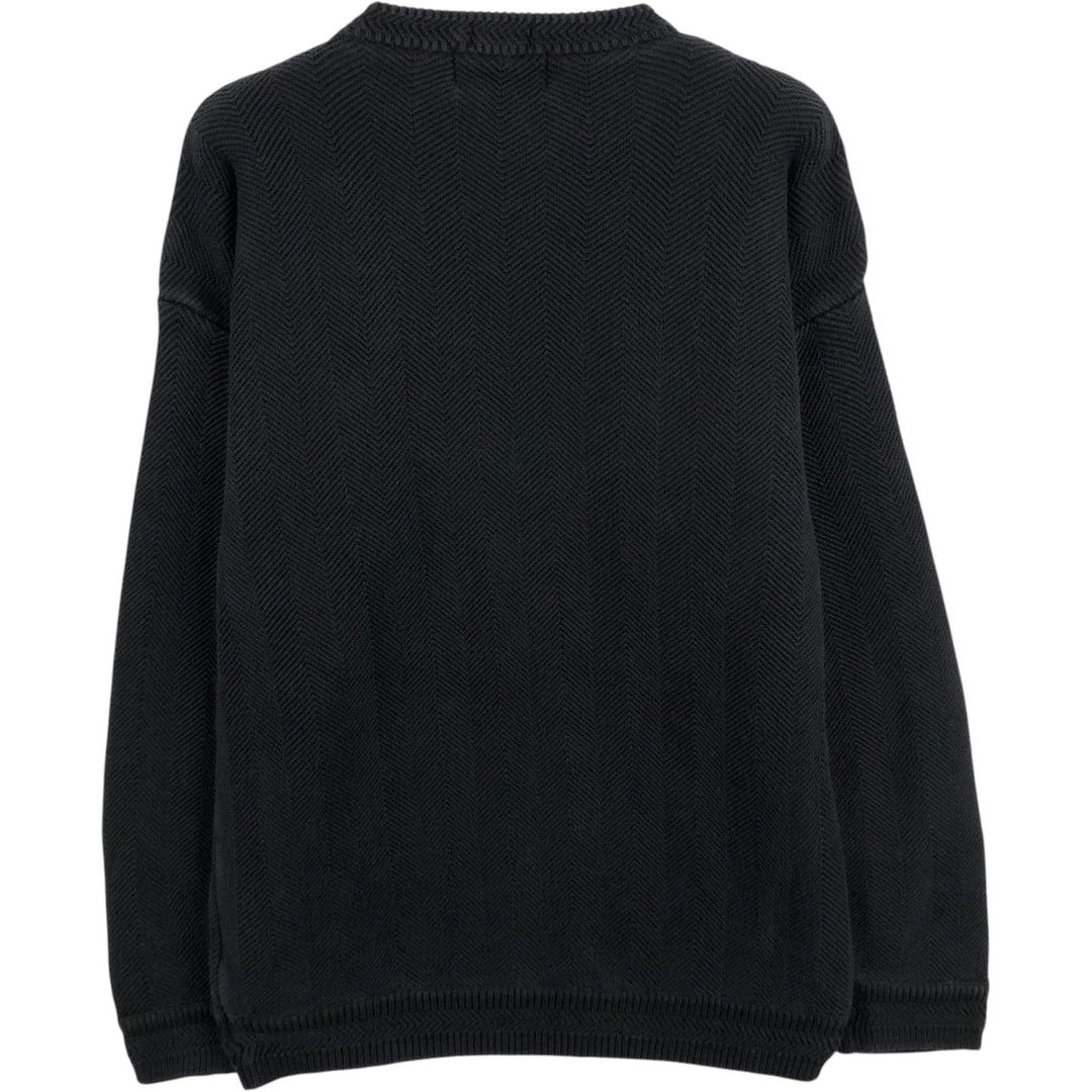 Ralph Lauren CHAPS Herringbone Cotton Knit Sweater, Men's Size Small cotton black type Vintage Second Hand