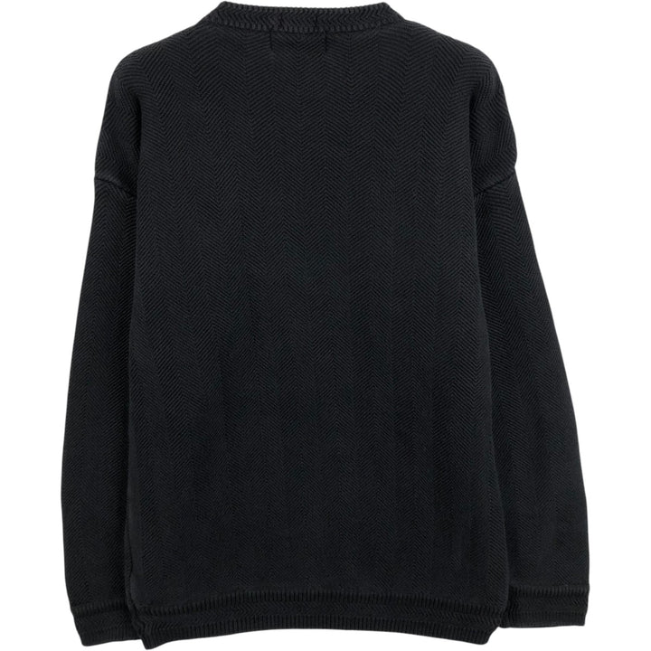 Ralph Lauren CHAPS Herringbone Cotton Knit Sweater, Men's Size Small cotton black type Vintage Second Hand