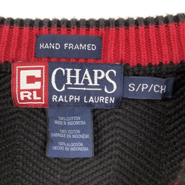 Ralph Lauren CHAPS Herringbone Cotton Knit Sweater, Men's Size Small cotton black type Vintage Second Hand