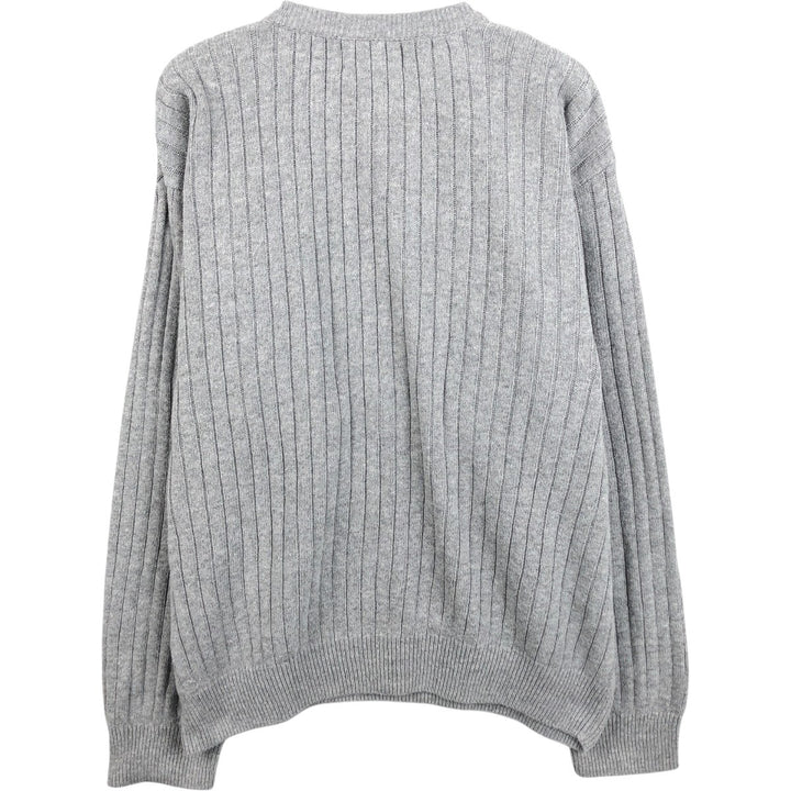 1990'S Ralph Lauren CHAPS Ribbed Cotton Knit Sweater, Made in USA, Men's Size XL (approx.), Vintage cotton gray type Vintage Second Hand