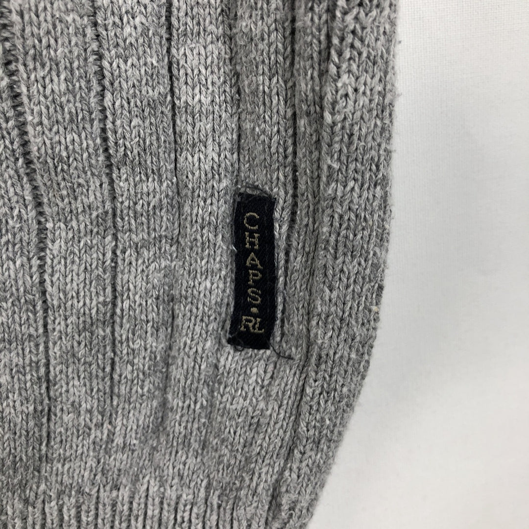 1990'S Ralph Lauren CHAPS Ribbed Cotton Knit Sweater, Made in USA, Men's Size XL (approx.), Vintage cotton gray type Vintage Second Hand