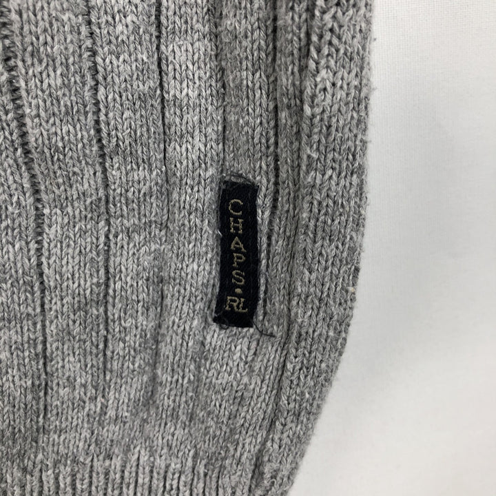 1990'S Ralph Lauren CHAPS Ribbed Cotton Knit Sweater, Made in USA, Men's Size XL (approx.), Vintage cotton gray type Vintage Second Hand