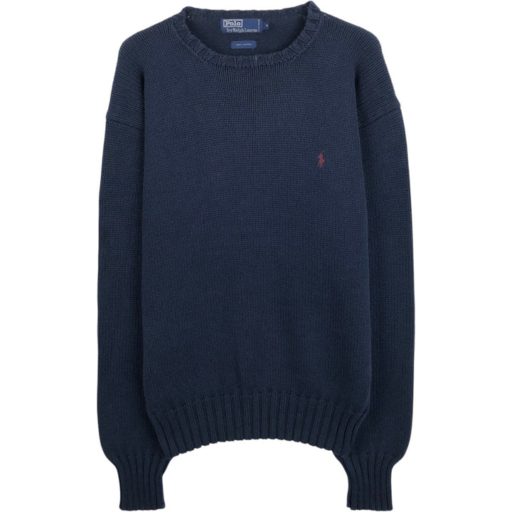 Ralph Lauren POLO by Ralph Lauren Ribbed Cotton Knit Sweater, Men's Size M (approx.) cotton navy blue type Vintage Second Hand
