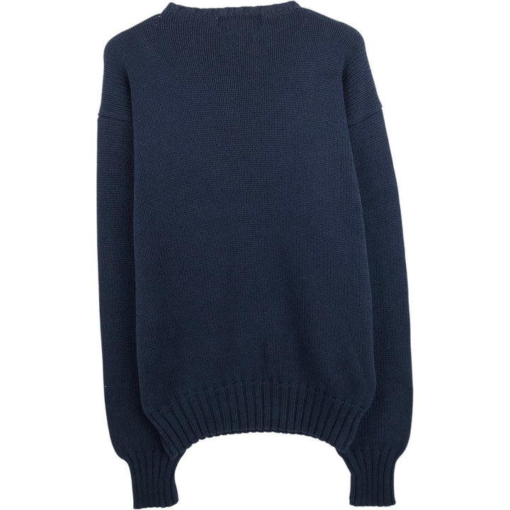 Ralph Lauren POLO by Ralph Lauren Ribbed Cotton Knit Sweater, Men's Size M (approx.) cotton navy blue type Vintage Second Hand