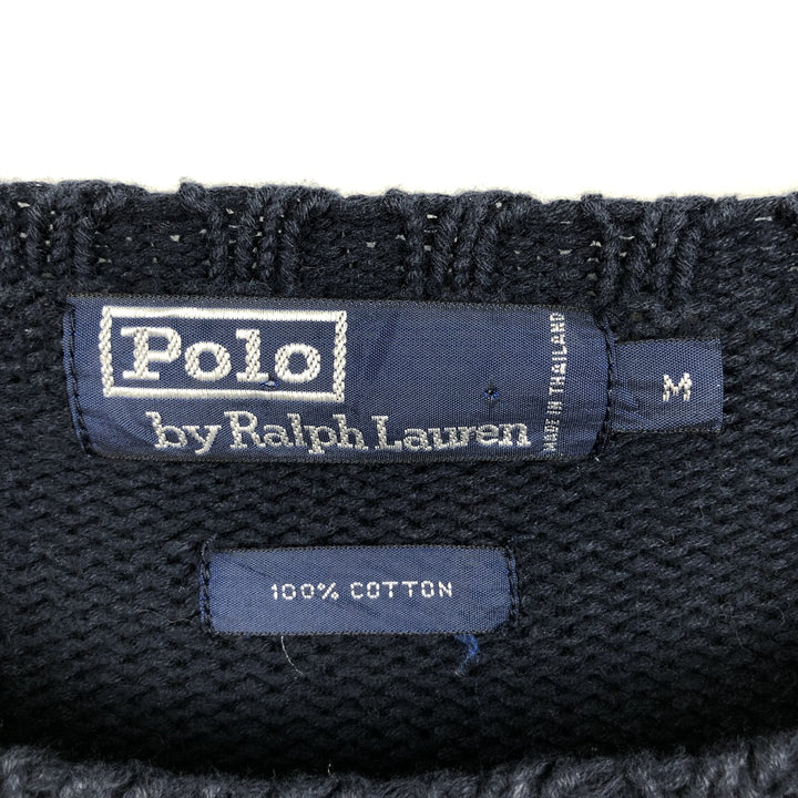 Ralph Lauren POLO by Ralph Lauren Ribbed Cotton Knit Sweater, Men's Size M (approx.) cotton navy blue type Vintage Second Hand