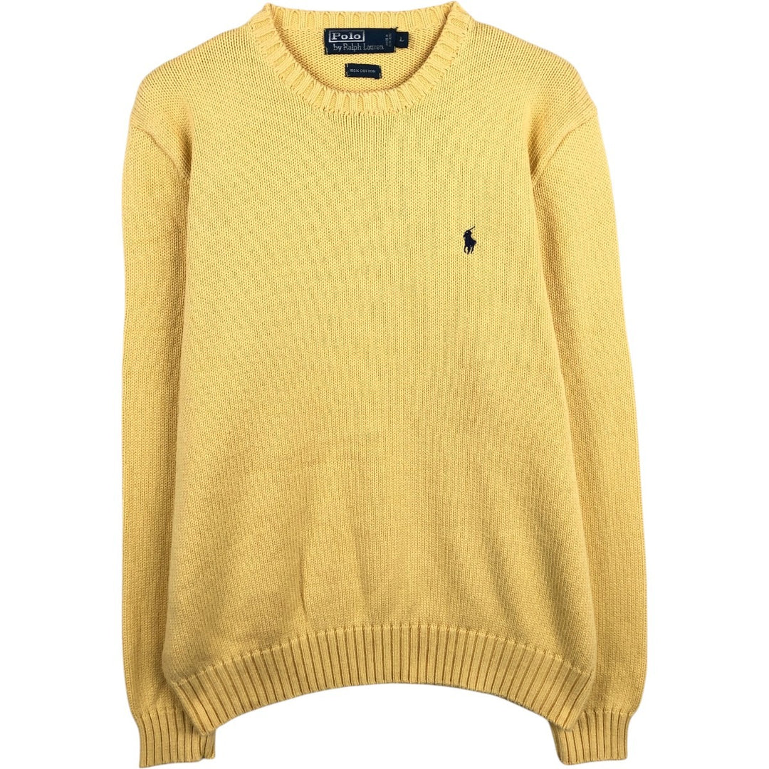 Ralph Lauren POLO by Ralph Lauren Ribbed Cotton Knit Sweater, Men's Size L (approx.) cotton yellow type Vintage Second Hand
