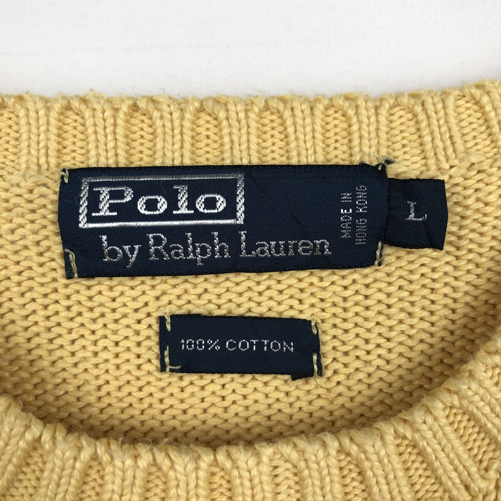 Ralph Lauren POLO by Ralph Lauren Ribbed Cotton Knit Sweater, Men's Size L (approx.) cotton yellow type Vintage Second Hand