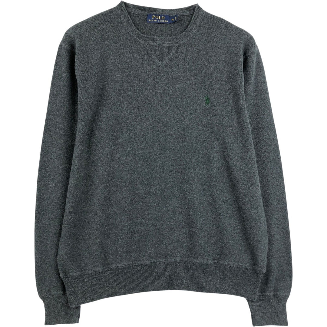 Ralph Lauren POLO RALPH LAUREN cotton knit sweater, men's size M cotton Charcoal Vintage Second Hand