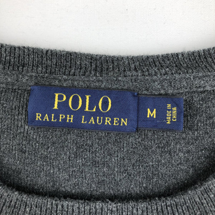 Ralph Lauren POLO RALPH LAUREN cotton knit sweater, men's size M cotton Charcoal Vintage Second Hand