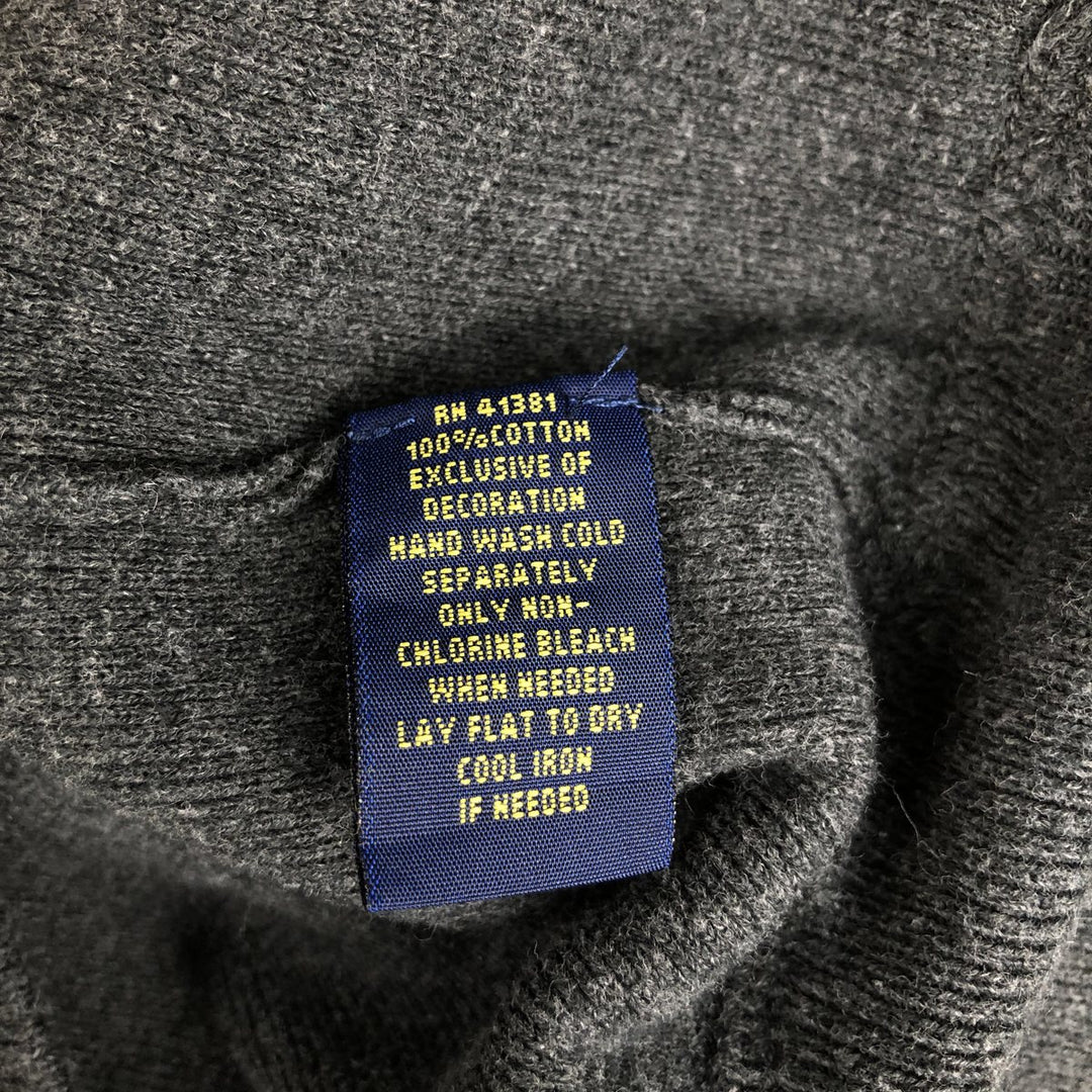 Ralph Lauren POLO RALPH LAUREN cotton knit sweater, men's size M cotton Charcoal Vintage Second Hand