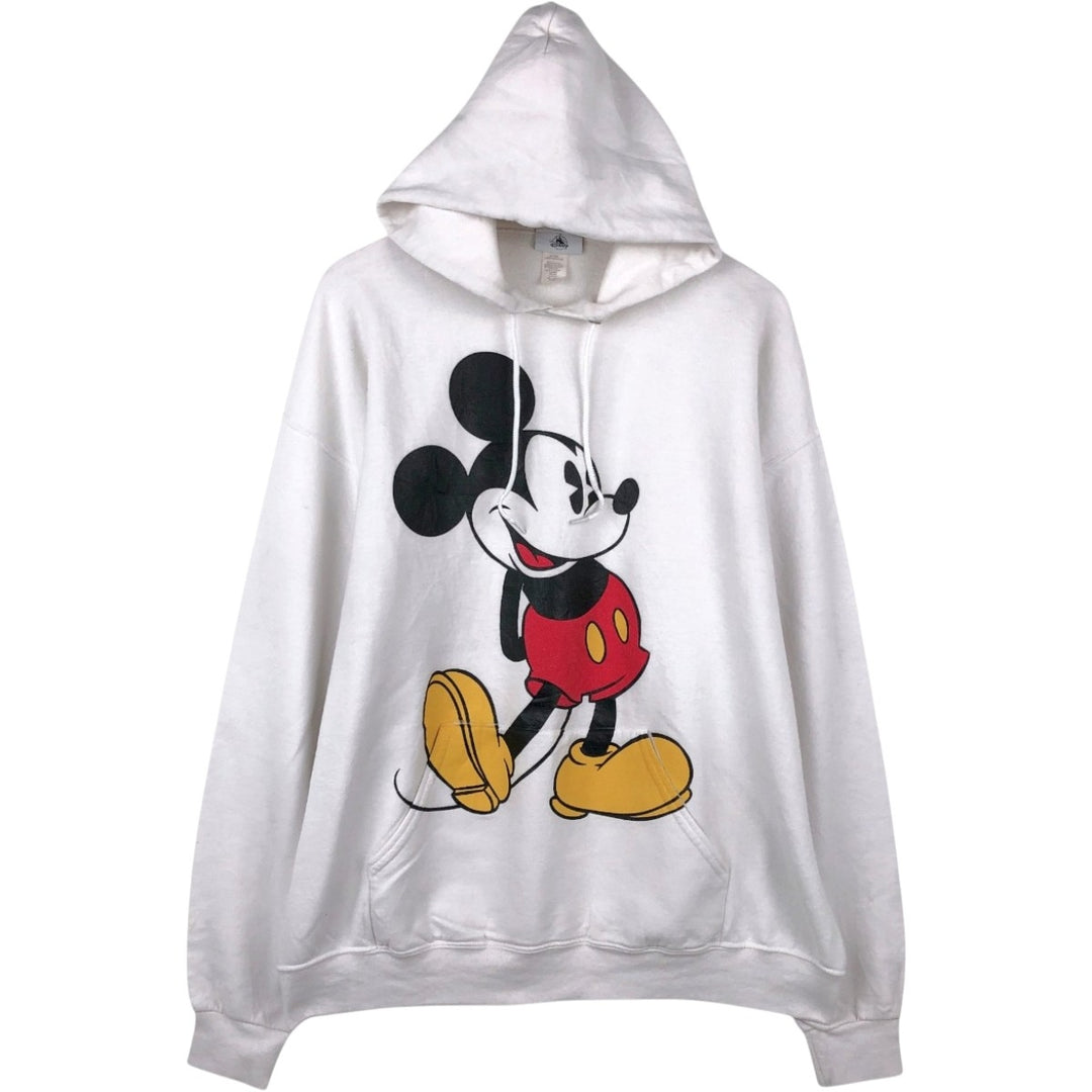 2000'S Disney Mickey Mouse character sweatshirt pullover hoodie, men's size XL equivalent. cotton white type Vintage Second Hand