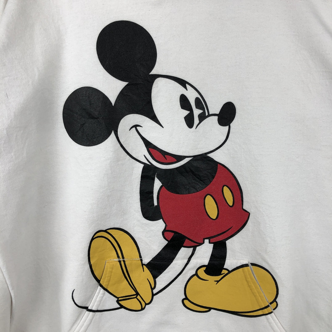 2000'S Disney Mickey Mouse character sweatshirt pullover hoodie, men's size XL equivalent. cotton white type Vintage Second Hand
