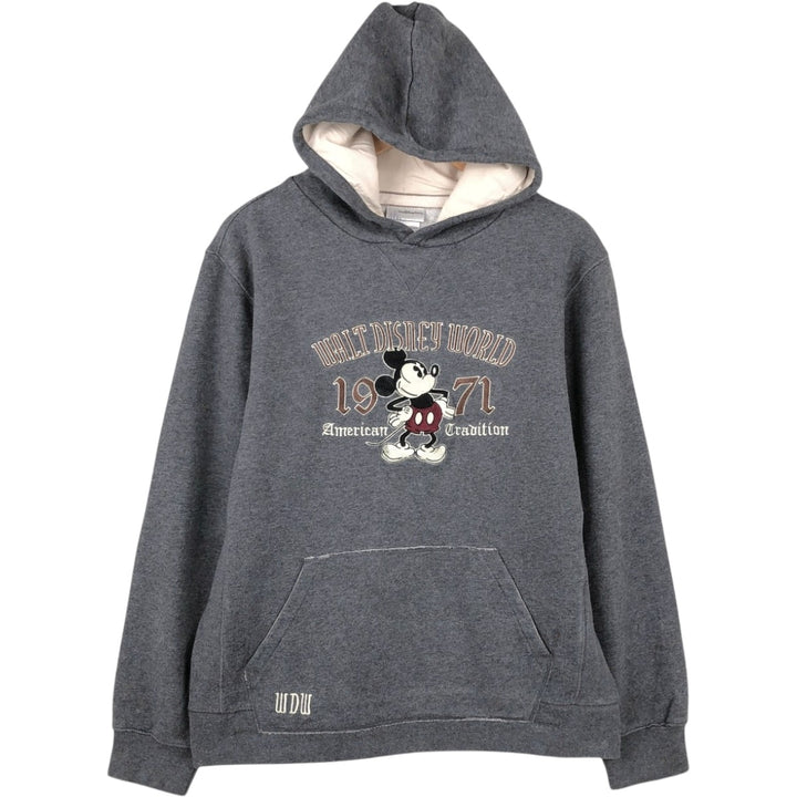 2000'S Disney Mickey Mouse character sweatshirt pullover hoodie, men's size M (approx.) unclear gray type Vintage Second Hand
