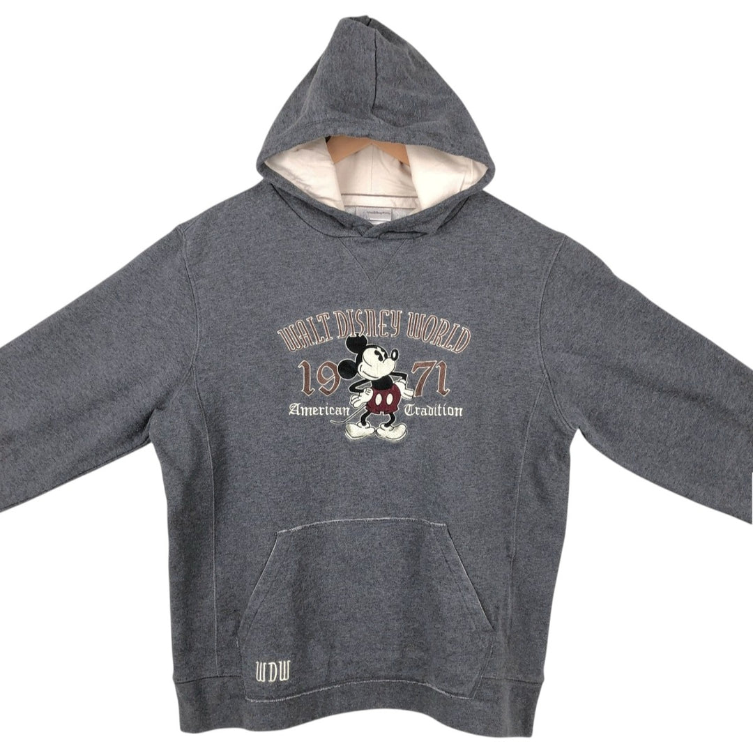 2000'S Disney Mickey Mouse character sweatshirt pullover hoodie, men's size M (approx.) unclear gray type Vintage Second Hand