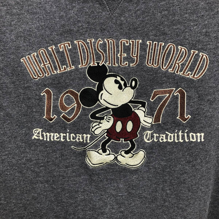2000'S Disney Mickey Mouse character sweatshirt pullover hoodie, men's size M (approx.) unclear gray type Vintage Second Hand