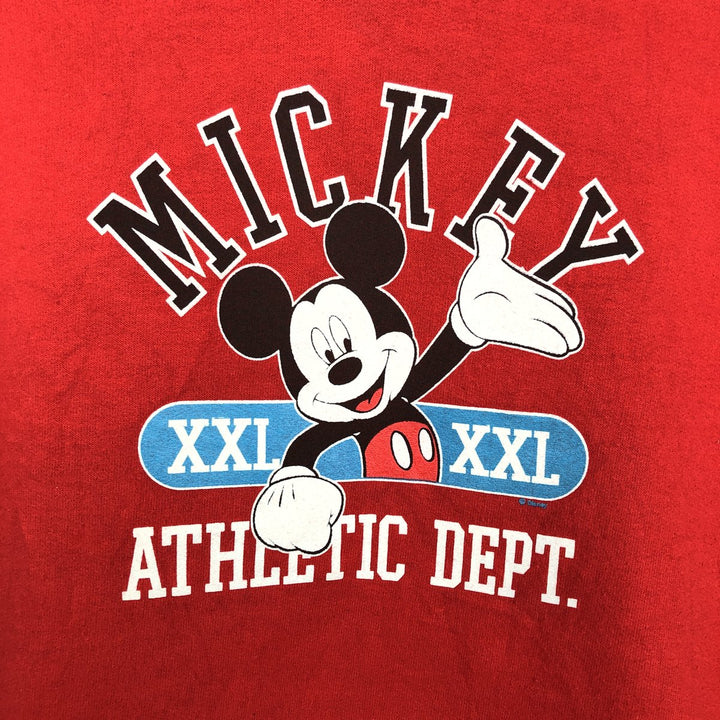 90s-00'S Mickey Mouse Triple Print Character Sweatshirt Pullover Hoodie, Men's Size M (approx.), Vintage cotton red type Vintage Second Hand